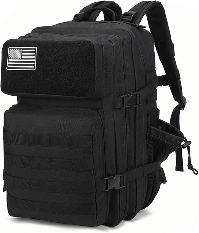 Military Tactical Backpack for Men and Women 45L Large Rucksack Army 3 Day Assault Pack Molle Backpacks (Black)