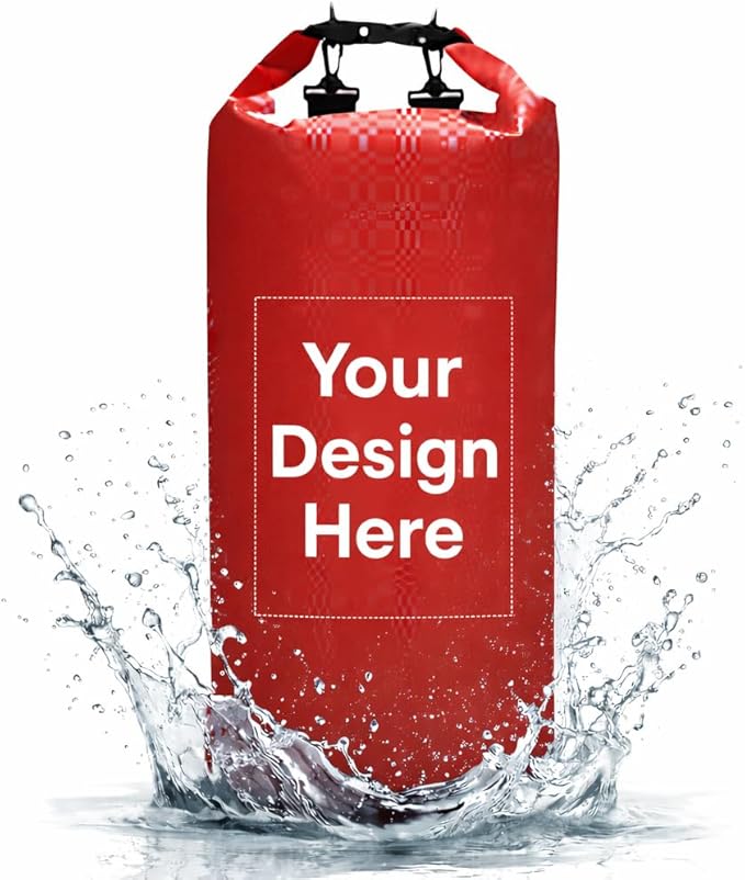 Custom Waterproof Dry Bag 40L–100L Personalized Logo/Text Roll Top Dry Sack for Kayak Boat (Red)