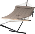 SUNCREAT Hammocks Two Person Hammock with 12ft Stand Included Max 475lbs Capacity Heavy Duty Free Standing Hammock Coffee