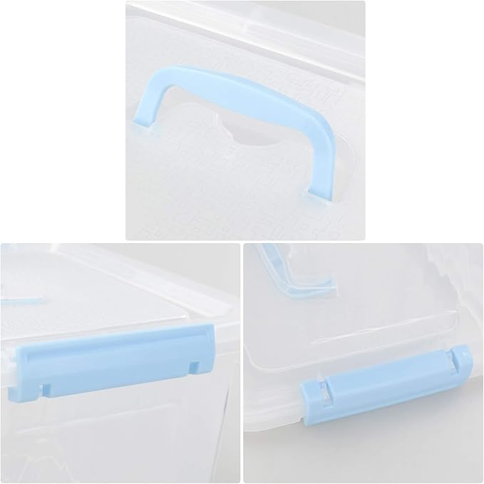 Hespama 2 Pack Lidded Storage Bin Plastic Latching Container Box with Handle 12 Quart &amp 6 Quart