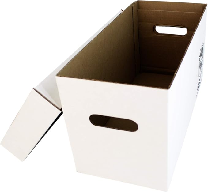 Durable Set of 10 - 7 inch Vinyl Record Storage Boxes - Sturdy Cardboard Construction with Removable Lid - Holds Up to 200 Records Each - Built Tough for Long-Term Secure Archival Storage - #07BC09