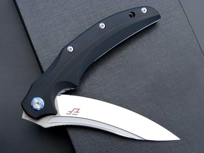 Eafengrow EF951 Folding KnifeD2 Blade and G10 Handle with Liner Lock Ball Bearing Pocket Knife EDC Tool for Outdoor Camping Survival(Black)