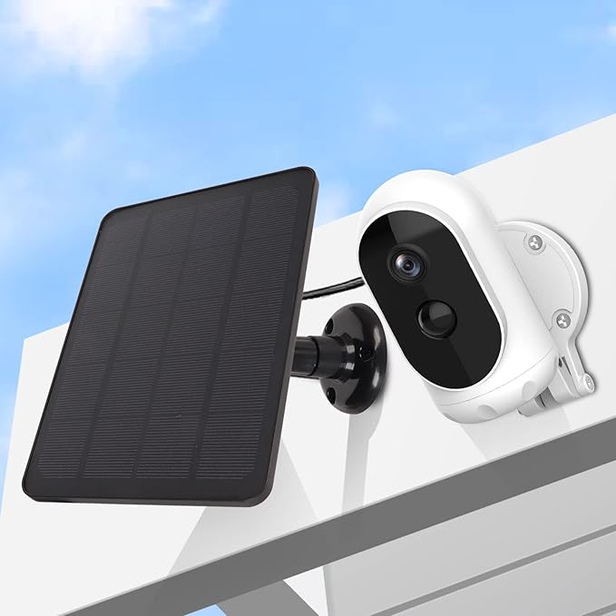 Solar Panel for Security Camera Outdoor 5V 4W High Efficiency Panel Camera Charger with 9.84ft Power Cord 360 Degree Rotation Efficient Conversion (Black)