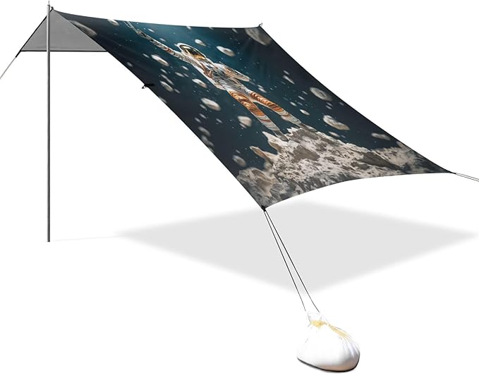 ALAZA Astronaut Space Man Beach Tent Sun Shelter UPF50+ Protection Beach Shade Canopy w/ 4 Sandbags for Outdoor Camping Fishing Backyard Fun Picnic 10x9 ft