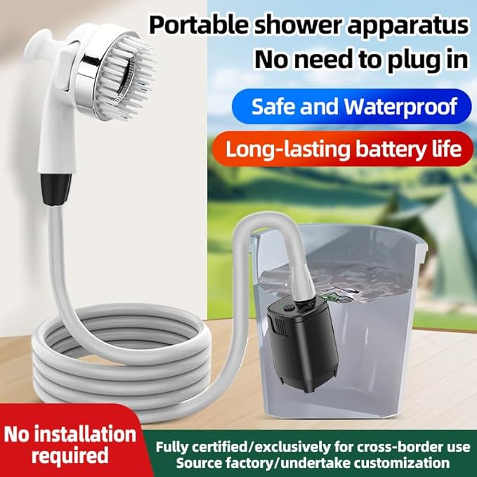 Portable Camping Shower Outdoor Camp Shower PumpUpgrade Rechargeable Electric Shower Pump with Intelligent Multiple Spray Modes for Camping Hiking TravelingRV