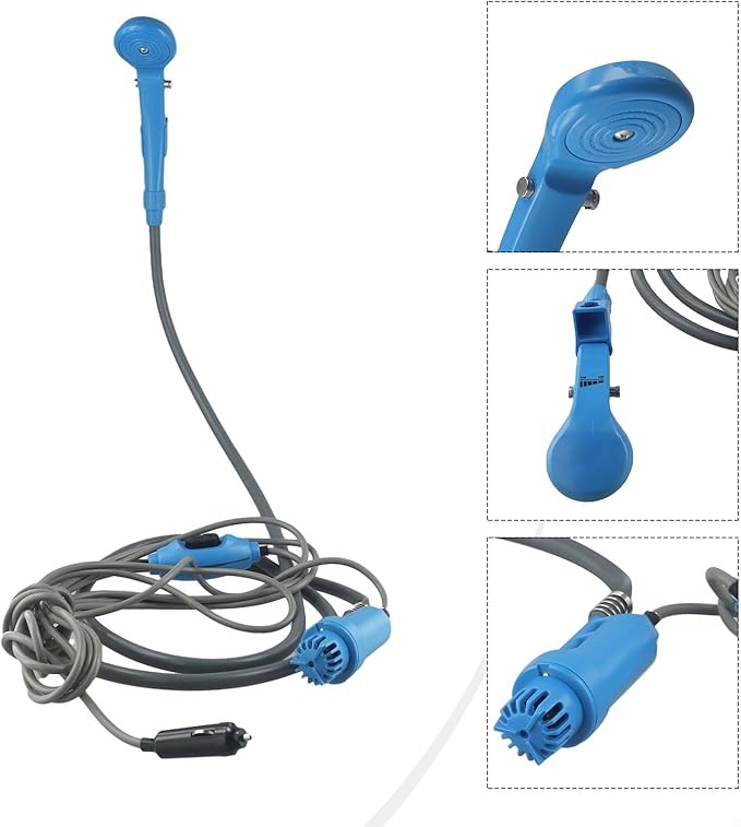 12V Portable Camping Shower Electric Pump With Adjustable Pressure For Outdoor Hiking Travel Car Wash And Gardening