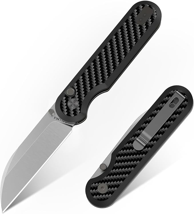 FINTISO Pocket Knife 3 S35VN Blade EDC Knife with Carbon Fiber Handle Folding Knife with Pocket Clip for Outdoor Camping Hunting Hiking Survival Parrot Series