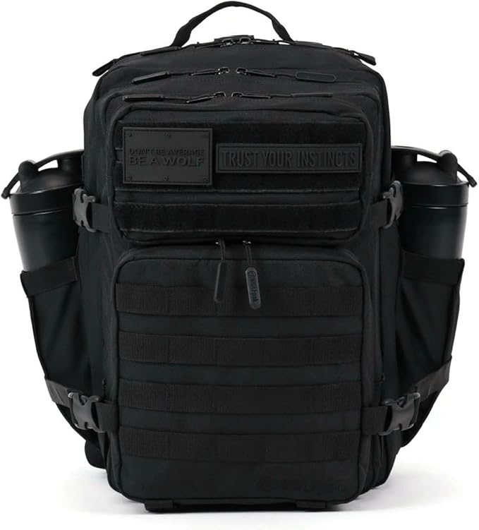 WOLFpak 35L Athletic Gym Backpack - Durable 1000D Waterproof Oxford Material with MOLLE Webbing Laptop Pocket &amp Dual Cup Holders Durable Fitness/Travel/Military Daypack (NightShade Edition)