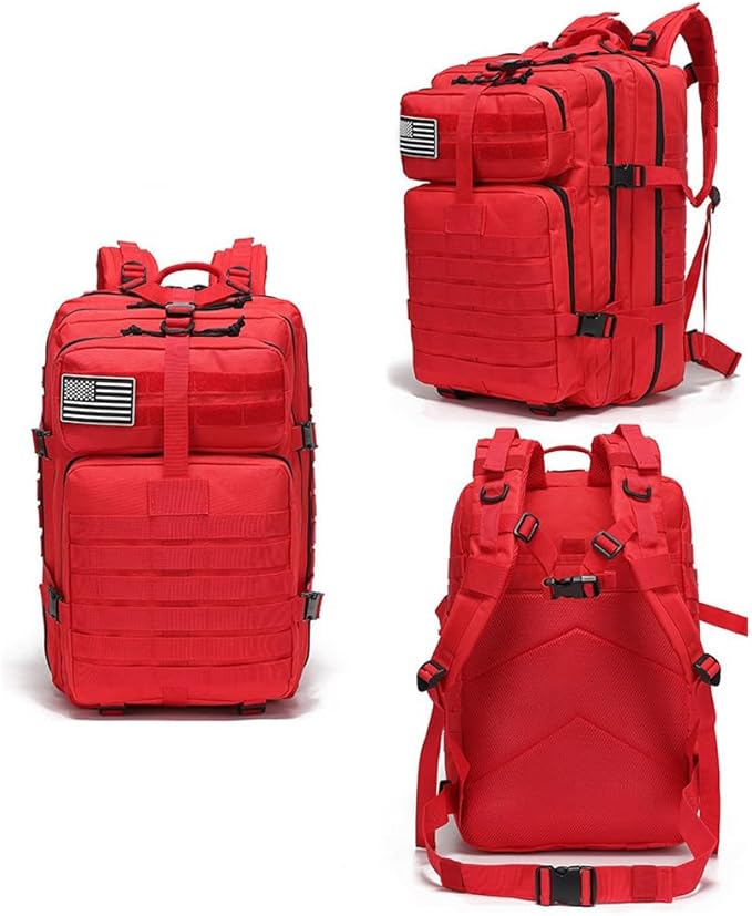 Military Tactical Backpack Large Army 3 Day Assault Pack Molle Bag Backpacks (Red)
