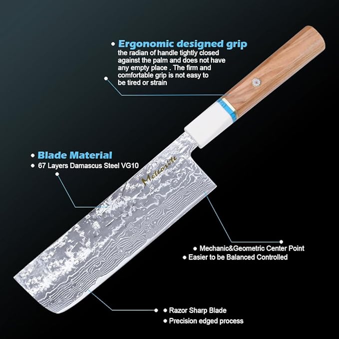 Meteorite Nakiri Japanese Vegetable Knife For Precision Veggie Prep Hand-Hammered Starry Damascus Convex Grind Edge Olive Wood Handle – Gourmet Gift IceRaven 7 Inch