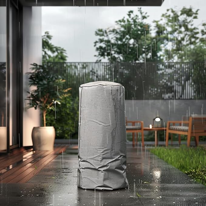 Planika BINO Outdoor Gas Fireplace - Fire Column with Glass Shield for Patio or Gardens (Outdoor Cover Incl) (Black)