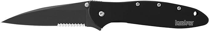 Kershaw Leek Black Serrated 3 Blade Pocketknife Bundle Appa 2.75 Serrated Tactical Folding Pocket Knife