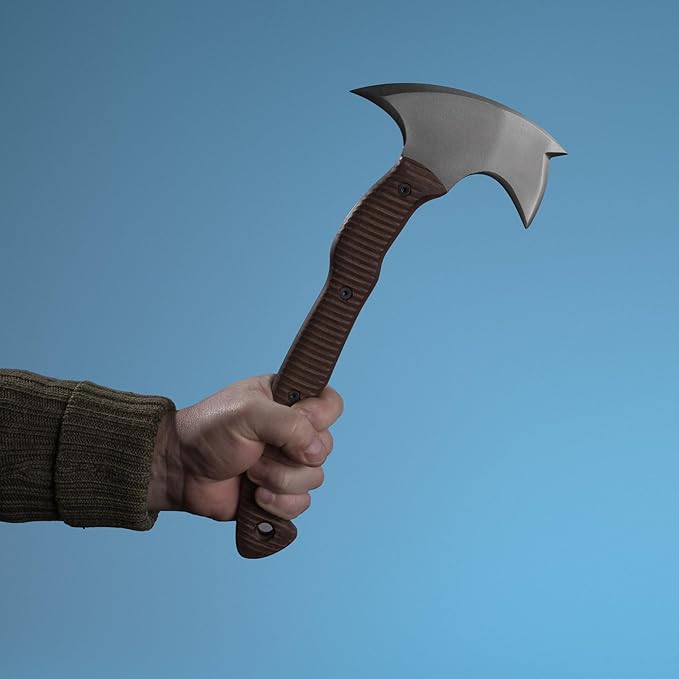 AncientSmithy Tomahawk Axe - Handmade Tactical Tomahawk Hatchet - Full Tang Combat Axe for Military Camping and Outdoor Activities (Hatchet with Leather Sheath)