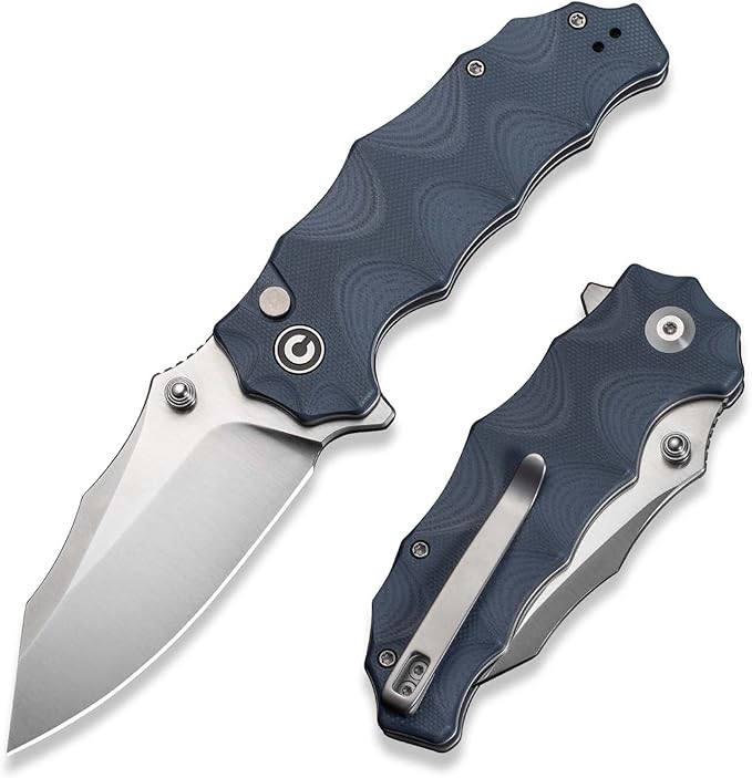 CIVIVI Natterjack Pocket Folding Knife 3.19 14C28N Blade G10 Handle with Reversible Clip Thumb Stud &amp Flipper Opener Knife for Camping Hiking EDC C24028-2 (Neutral Blue)