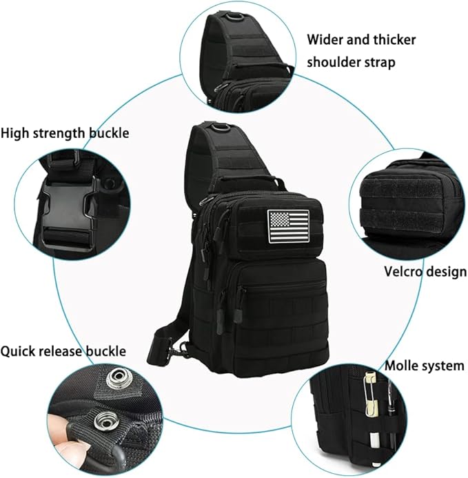 Tactical Sling Bag Backpack for Men Molle Shoulder Bag Pack Daypack Backpack for Hunting Hiking Traveling Camping