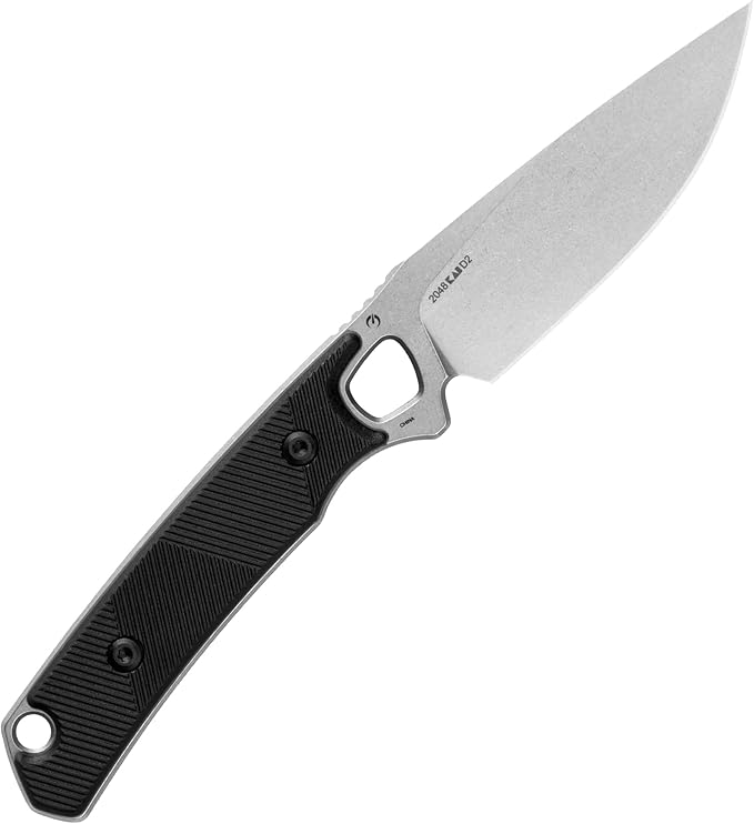 Kershaw Steppe Fixed Blade Knife Black and Gray Design 3.55 Inch Steel Drop Point Blade Full Tang Design EDC Nylon Sheath and Belt Clip Everyday Carry Knife for Men and Women