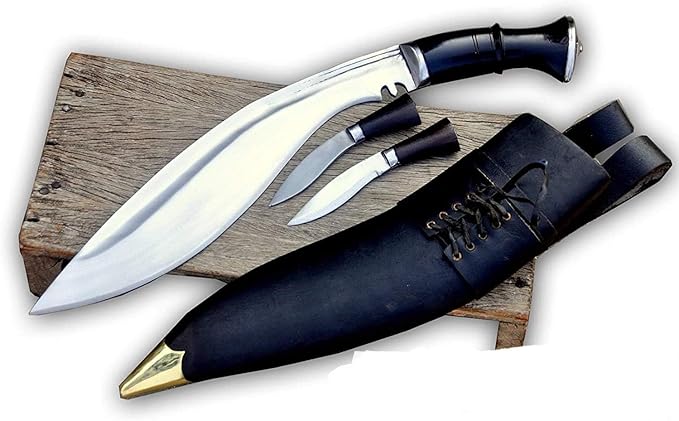 13 Blade Gorkha Traditional Historic Kukri - Khukuri Tactical Survival Camping Tool - High Carbon Steel Blade Knife with Leather Sheath