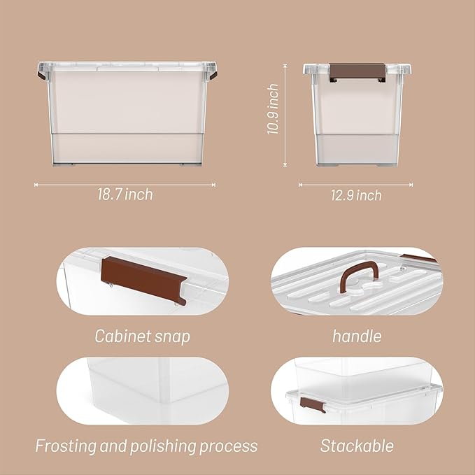 32 QT Plastic Storage Bins with Lids Large Stackable Storage Containers for Organizing Clear Storage Box for Laundry Closet Kitchen.5 Packs
