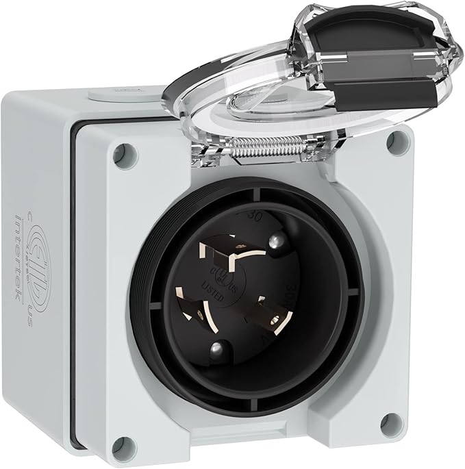 30Amp Generator Power Inlet Box NEMA L6-30P Box 250 Volt Male Plug Outdoor dustproof and Weatherproof for Generators Welding Machinesetc.ETL Listed.