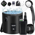 Portable Shower for Camping Rechargeable Camping Shower with Collapsible Bucket with Handle 20L Intelligent LED Display 4 Spray Modes Outdoor Shower Kit for Hiking Travel Car Pet 【Black】
