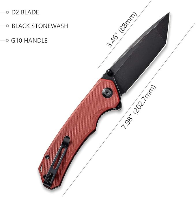 CIVIVI Brazen Folding Pocket Knife3.5-Inch Tanto D2 Plain BladeG-10 Outdoor Camping Hiking Knife with Thumb Studs and Flipper openerUnique Tool Gift for EDC Men Women C2023B (Burgundy)