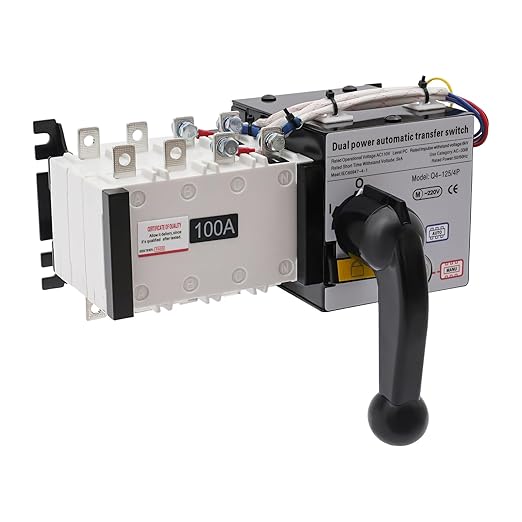 Dual Power Automatic Transfer Switch 4P 100A ATS Dual Power Generator Changeover Switch 110V Mini Electrical Selector Switches 3C Rated Voltage Range: 37V-440V