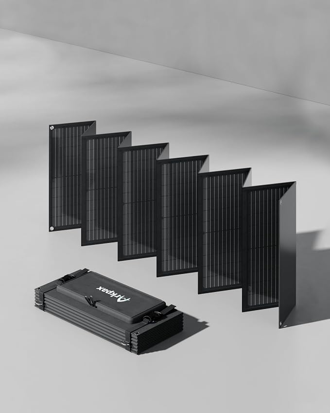200W Solar Panel 12-Fold Portable Solar Charger with Adjustable Kickstand IP65 Waterproof Solar Panel Kit for Camping RV Outdoor Home Emergency &amp Off-Grid Use