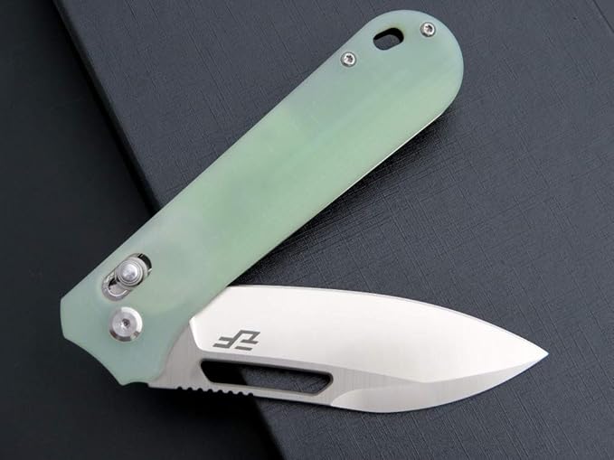 Eafengrow EF963 Folding Knife D2 Steel Blade G10 Handle EDC Tool Knives for Outdoor Working Camping (Jade)