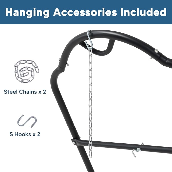 SUNCREAT Universal Steel Hammock Stand Only Heavy Duty Hammock Stand Fits 2 Person Hammock 9 to 14 Feet Long 475-Pound Capacity Patent Pending Black