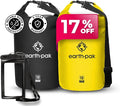 Earth Pak Waterproof Dry Bag - Roll Top Waterproof Backpack Black 10L &amp Yellow 10L