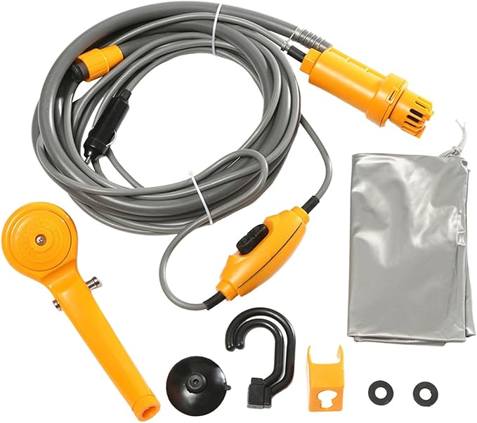Portable Shower for Camping 12V Portable Shower Head Camping Pump Outdoor Showers Accessories for RV Road Travel Garden Watering