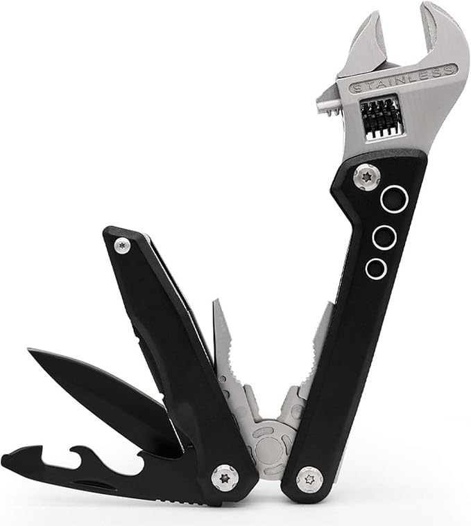 Adjustable Ratchet Wrench Multitool 7 in 1 Foldable Pocket Size Tool with Pliers Knife Saw and Screwdriver Portable Multi Tool for Camping Accessories DIY and Gifts for Men
