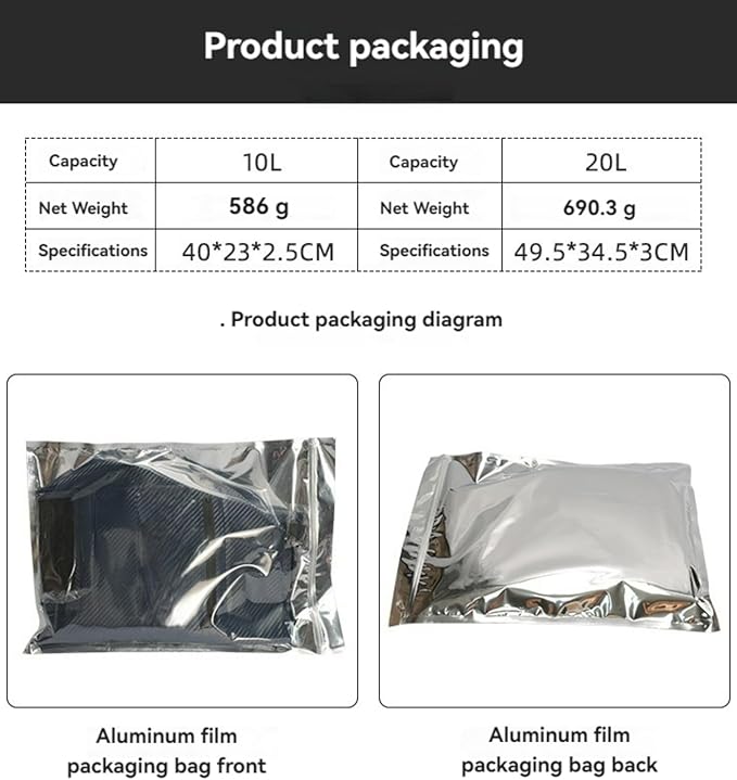 Handheld Bucket Bag Carbon Fiber Waterproof Sack for Beach Rafting Swimming Outdoor Backpacking Adventure Gear (20 L(5.3 gal))