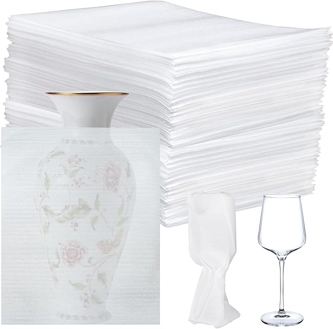 100Pack Packing Foam Pouches 12x16 Inch Large Cushion Foam Wrap Pouches Protect Mugs Glasses Ceramics and Dishes Plate Packing Sleeves for Moving Packing Supplies for Fragile Item
