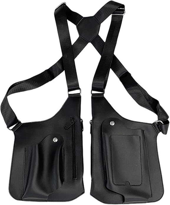 Double Shoulder Bag Adjustable Tactical Armpit Pouch for Men Anti-Theft Underarm Leather Wallet Pocket Holster