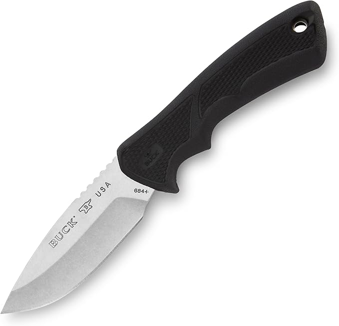 Buck Knives 684 Small BuckLite Max II Hunting Knife 3-1/4 Fixed Blade Dynaflex Rubber Handle 420HC Stainless Steel Drop Point Blade Sheath Included Knife Made in the USA 2.8 oz