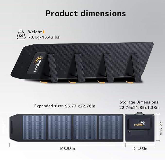LVYUAN 200W Portable Solar Panel Foldable Solar Panel Solar Cells 22.5% High Efficiency for Outdoor Adventures Power Station Camping RV Solar Generator