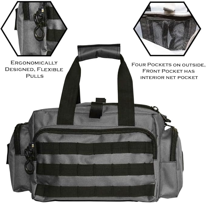 Exos Tactical Range Bag - Medium Size Range Bag for Shooting - Gun Case for Handguns Ammo Storage Tactical Backpack Molle Webbing Free Subdued USA Patch