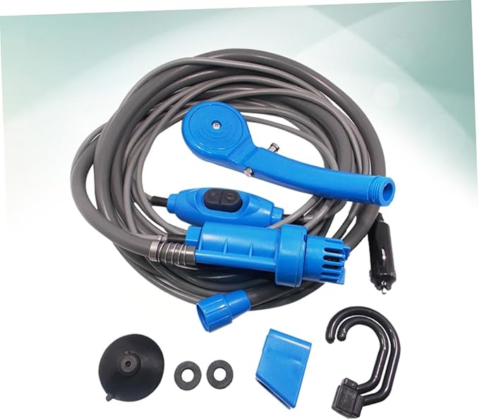 OUNONA 12v Car Charger Portable Camping Shower 2m Hose Water Pump Outdoor/Indoor Use Pet Washing Accessory