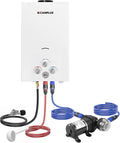 CAMPLUX Portable Propane Water Heater - 2.64GPM 3.3GPM Pump &amp Pipe Strainer 68000 BTU for Camping &amp Off-Grid Cabins