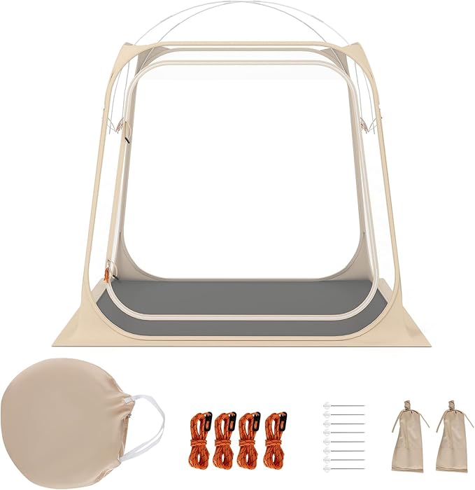 Goplus All Weather Pod Sports Tent for 2-4 People 7 x 7 FT Easy Setup Clear Bubble Tent with Floor Mat Camping Sun Shelter for Fishing Portable Outdoor Screen House with Carrying Bag