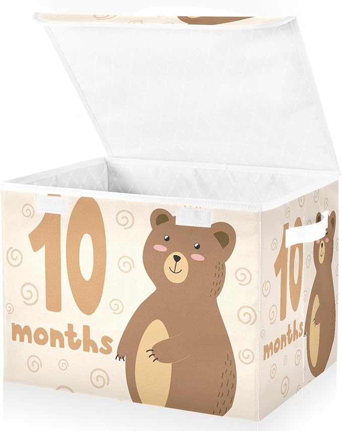 10_months Storage Bins with Lid Foldable Closet Organizers Garage Storage Bins for Home Studyroom Office Basket