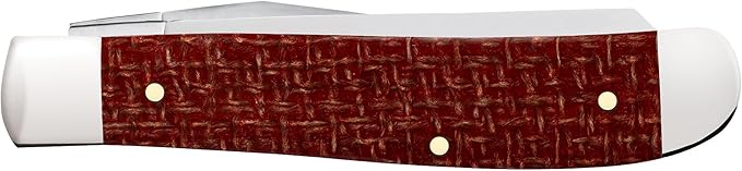 Case XX Pocket Knife MINI TRAPPER - DARK RED BURLAP MICARTA Item #12271-10207 CS - Length Closed: 3 1/2Inches
