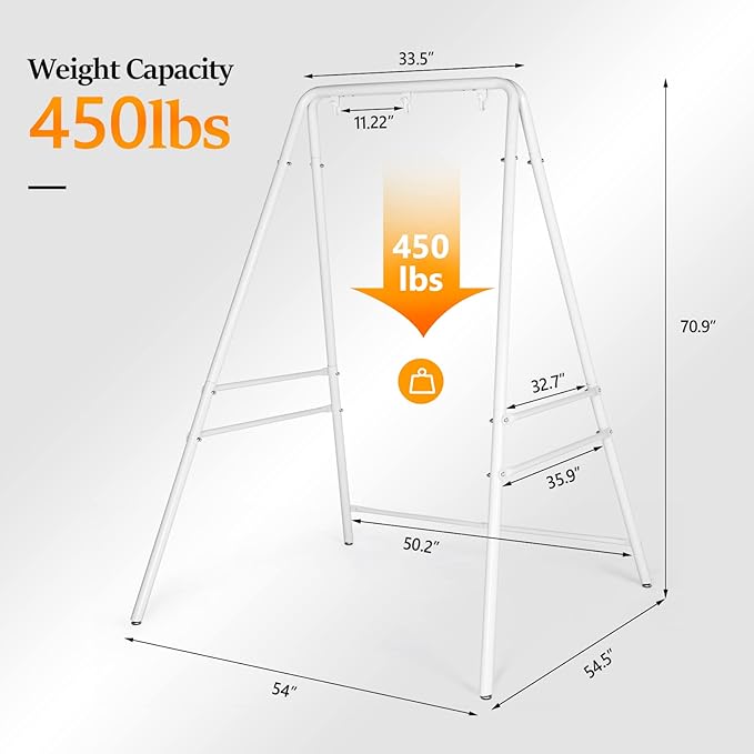 ONCLOUD Outdoor Hanging Chair Stand Heavy-Duty 450 LBS Support Outdoor Hammock Chair Stand for Patio Garden and Backyard (White)