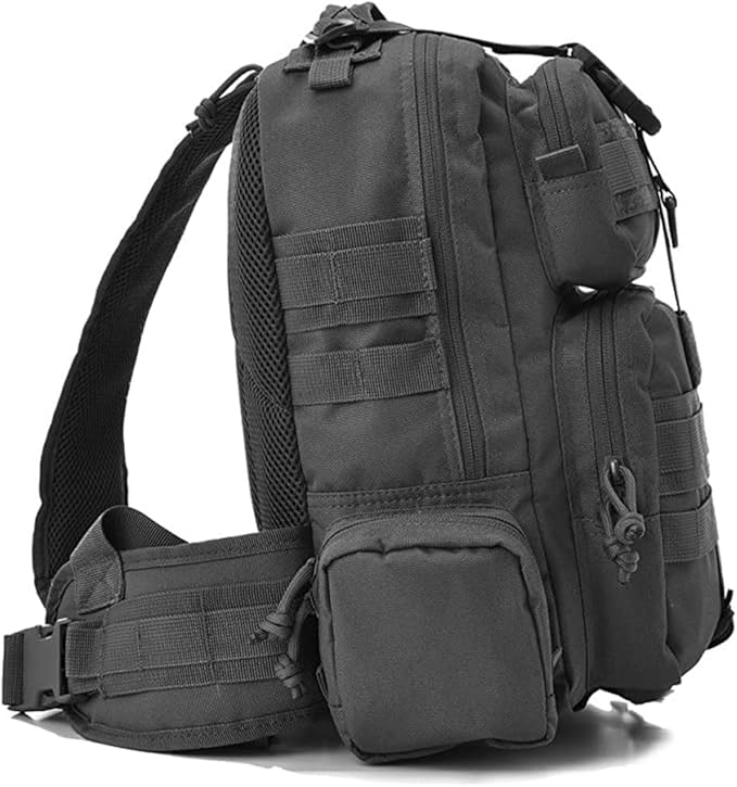 REEBOW GEAR Tactical Sling Bag Military Style Single Shoulder Sling Pack (Style 03-Black)