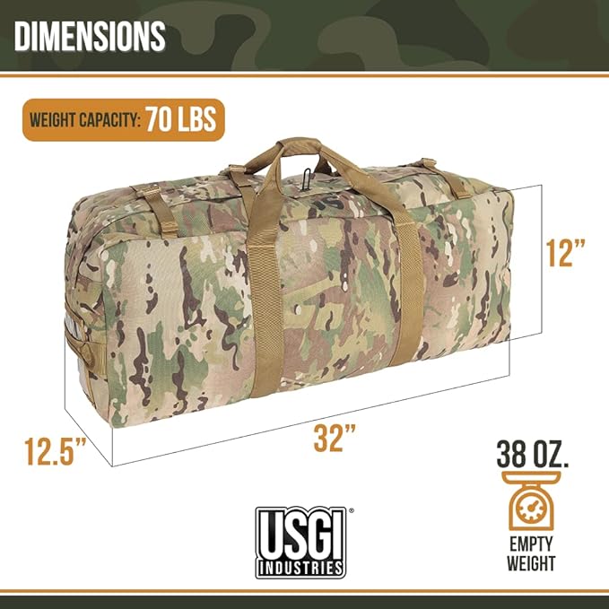 Tactical Military Deployment Sport Luggage Duffel Bag | Perfect for Camping Hiking Traveling Stealth Survival