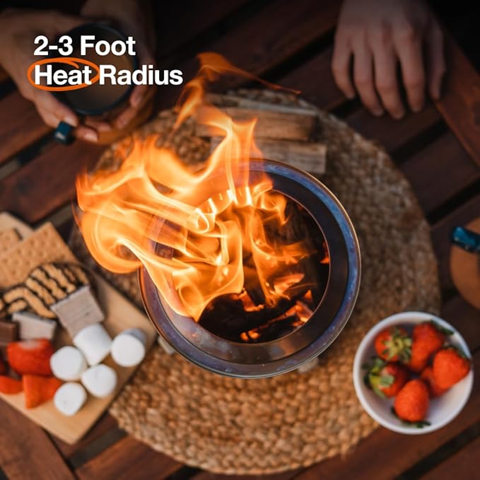 Solo Stove Mesa XL 7 Inch Tabletop Fire Pit with Stand - Smokeless Stainless Steel Fire Pit for Camping Outdoor &amp Patio- Wood Burning or Pellet Fueled Portable Bonfire 2.3lbs Gunmetal