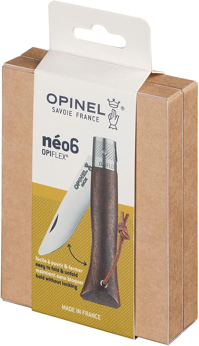 OPINEL NEO6 Folding Non-Locking Pocket Knife OPIFLEX Intuitive Design EDC Folder Wood Handles 2.75 in. Blade (Walnut)