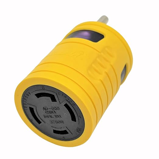 Parkworld 67867 NEMA TT-30P to L14-30R 1-Piece Adapter RV 30A TT-30 Male Plug to Generator 30A 4-Prong L14-30 Female Receptacle Yellow