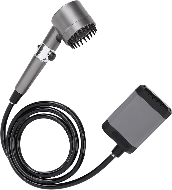 Zunate Portable Outdoor Shower 12000mAh USB Rechargeable Camping Shower with LED Display Power Bank IPX7 Water Proof Adjustable Spray Modes for Camping Hiking Pet Bath RV Beach
